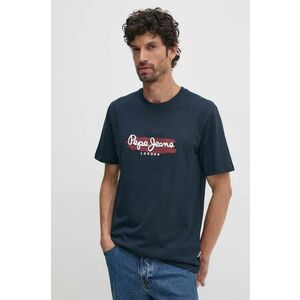 Pepe Jeans Tricou bărbați, culoarea albastru marin, cu imprimeu imagine