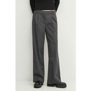 Abercrombie & Fitch pantaloni femei, culoarea gri, drept, high waist, KI156-4417 imagine