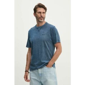 Pepe Jeans tricou din bumbac SILVERTON TEE barbati, culoarea albastru marin, neted, PM509645 imagine