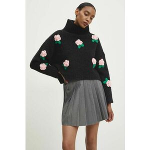 Answear Lab pulover din amestec de lana femei, culoarea negru, cu turtleneck imagine