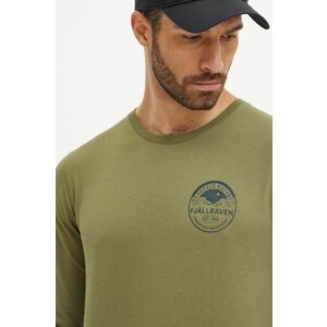 Fjallraven longsleeve Forever Nature Badge barbati, culoarea verde, cu imprimeu, F87303.677 imagine