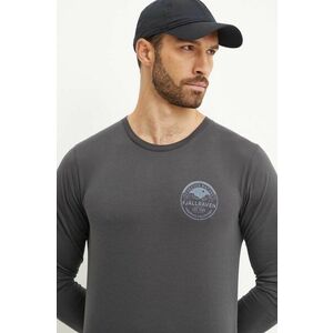 Fjallraven longsleeve Forever Nature Badge barbati, culoarea gri, cu imprimeu, F87303.555 imagine