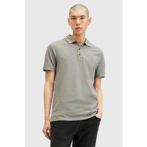 AllSaints polo de bumbac REFORM culoarea gri, neted, M075PB imagine