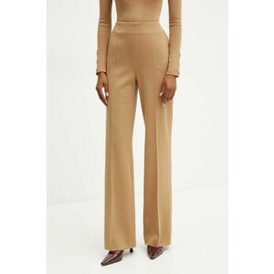 Luisa Spagnoli pantaloni MORA femei, culoarea bej, drept, high waist, 541439 imagine