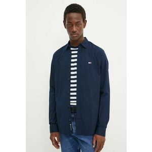 Tommy Jeans camasa barbati, culoarea albastru marin, cu guler clasic, slim, DM0DM19519 imagine