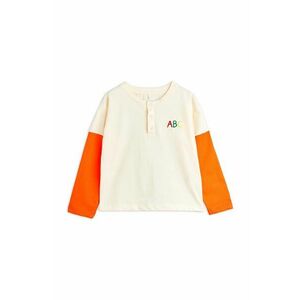 Mini Rodini longsleeve din bumbac pentru copii ABC culoarea alb, neted, 2472011711 imagine