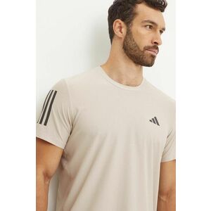 adidas Performance tricou de alergare Own The Run Base culoarea bej, cu imprimeu, IV5403 imagine