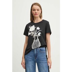 Desigual tricou din bumbac SHADOW femei, culoarea negru, 24WWTK11 imagine