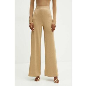 Luisa Spagnoli pantaloni ZAVORRA femei, culoarea auriu, lat, high waist, 58447 imagine