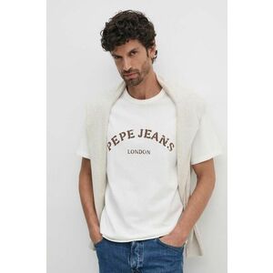 Pepe Jeans tricou din bumbac ANWEN B barbati, culoarea bej, cu imprimeu, PM509711 imagine