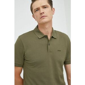 BOSS polo de bumbac culoarea verde, cu imprimeu 50468301 imagine