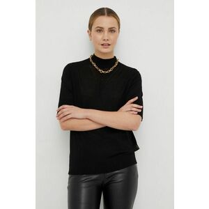 G-Star Raw pulover de bumbac femei, culoarea negru, light, cu guler imagine