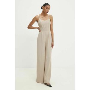 Answear Lab salopeta culoarea bej, cold shoulder imagine