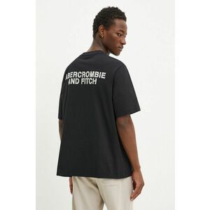 Abercrombie & Fitch tricou din bumbac barbati, culoarea negru, cu imprimeu imagine