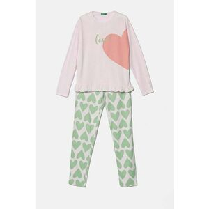 United Colors of Benetton pijamale de bumbac pentru copii culoarea roz, modelator, 3VD00P06Z imagine