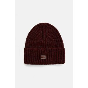 Tommy Jeans caciula din amestec de lana culoarea bordo, din tricot gros, AW0AW16786 imagine