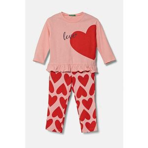 United Colors of Benetton pijamale de bumbac pentru copii culoarea roz, modelator, 3VD00P06Z imagine