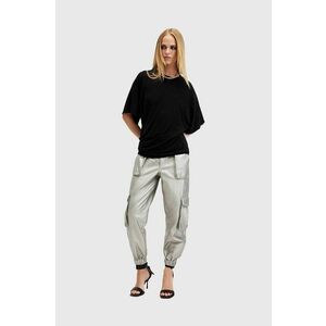 AllSaints pantaloni de bumbac FREDA culoarea argintiu, fason cargo, medium waist, W067TA imagine