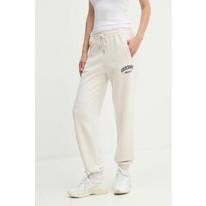 Abercrombie & Fitch pantaloni de trening culoarea bej, cu imprimeu, KI147-4358 imagine