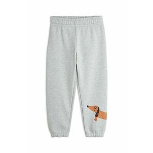 Mini Rodini pantaloni de trening din bumbac pentru copii Dog culoarea gri, cu imprimeu, 2473014394 imagine