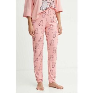 United Colors of Benetton pantaloni de pijama x GARFIELD femei, culoarea roz, 3RDY3F03L imagine