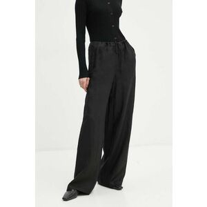 Theory pantaloni femei, culoarea negru, lat, high waist, O0409202 imagine