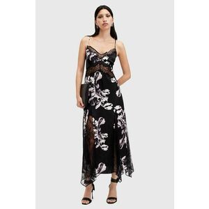 AllSaints rochie din matase JASMINE culoarea negru, maxi, evazati, W029DB imagine