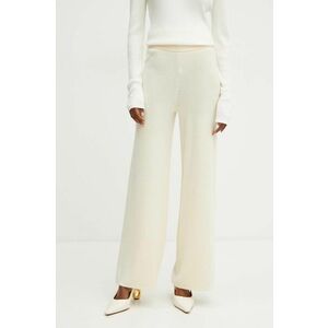 Luisa Spagnoli pantaloni de lana MODINE culoarea bej, lat, high waist, 58468 imagine