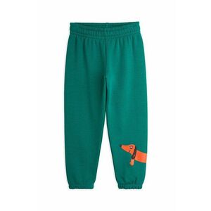 Mini Rodini pantaloni de trening din bumbac pentru copii Dog culoarea verde, cu imprimeu, 2473014375 imagine