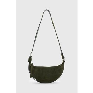 AllSaints geanta de mana din piele intoarsa HALF MOON culoarea verde, W233XB imagine