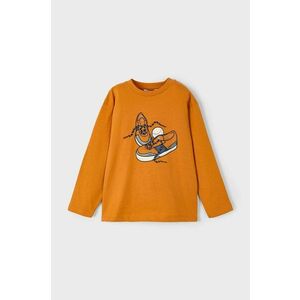 Mayoral longsleeve din bumbac pentru copii culoarea portocaliu, cu imprimeu, 4040 imagine