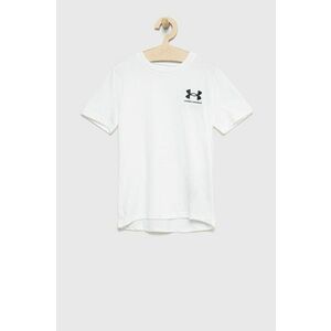 Under Armour tricou copii culoarea alb, neted imagine