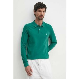 United Colors of Benetton longsleeve din bumbac culoarea verde, neted imagine