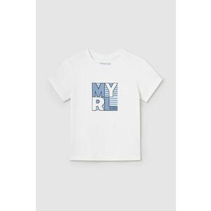 Mayoral tricou din bumbac pentru bebelusi culoarea alb, cu imprimeu imagine