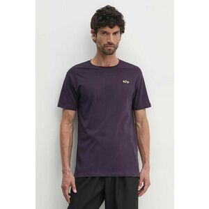 Alpha Industries tricou din bumbac barbati, culoarea violet, cu imprimeu, 148511 imagine