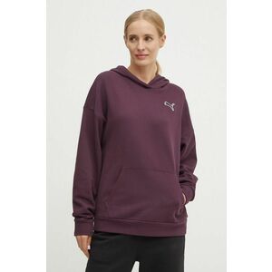 Puma hanorac de bumbac femei, culoarea bordo, cu glugă, neted, 676804 imagine