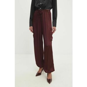 Answear Lab pantaloni femei, culoarea bordo, fason cargo, high waist imagine