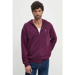 United Colors of Benetton hanorac de bumbac barbati, culoarea violet, cu glugă, neted, 342ZU500P imagine