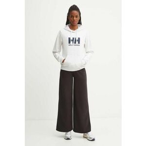 Helly Hansen hanorac de bumbac HH LOGO 2.0 femei, culoarea gri, cu glugă, cu imprimeu, 34460 imagine