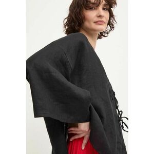 Answear Lab bluza din in culoarea negru, neted imagine