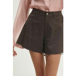 Answear Lab pantaloni scurti femei, culoarea maro, neted, high waist imagine