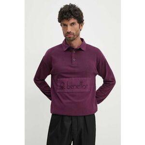 United Colors of Benetton longsleeve din bumbac culoarea violet, neted, 3G9WU3020 imagine