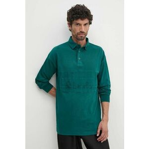 United Colors of Benetton longsleeve din bumbac culoarea verde, neted, 3G9WU3020 imagine