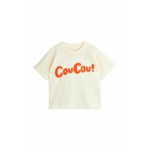 Mini Rodini tricou de bumbac pentru copii Coucou culoarea bej, cu imprimeu, 2472012911 imagine