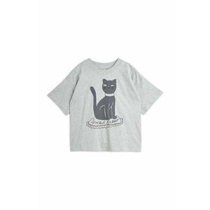 Mini Rodini tricou de bumbac pentru copii Cat culoarea gri, cu imprimeu, 2472012294 imagine