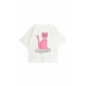 Mini Rodini tricou de bumbac pentru copii Cat culoarea alb, cu imprimeu, 2472012210 imagine