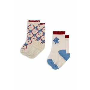 Konges Sløjd sosete copii JAQUARD BOW SOCKS 2-pack culoarea bej, KS101359 imagine