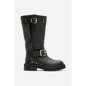 AllSaints ghete de piele Tay Biker Boot femei, culoarea negru, cu toc plat, W026FA imagine