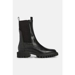 AllSaints ghete chelsea de piele Hallie Boot femei, culoarea negru, cu toc plat, W115FB imagine