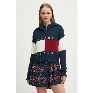 Tommy Jeans pulover din amestec de lana femei, culoarea albastru marin, călduros, DW0DW18677 imagine